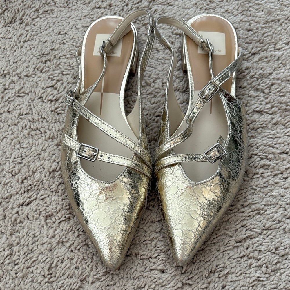 Dolce Vita Gold Palma Pointed Slingback Flats